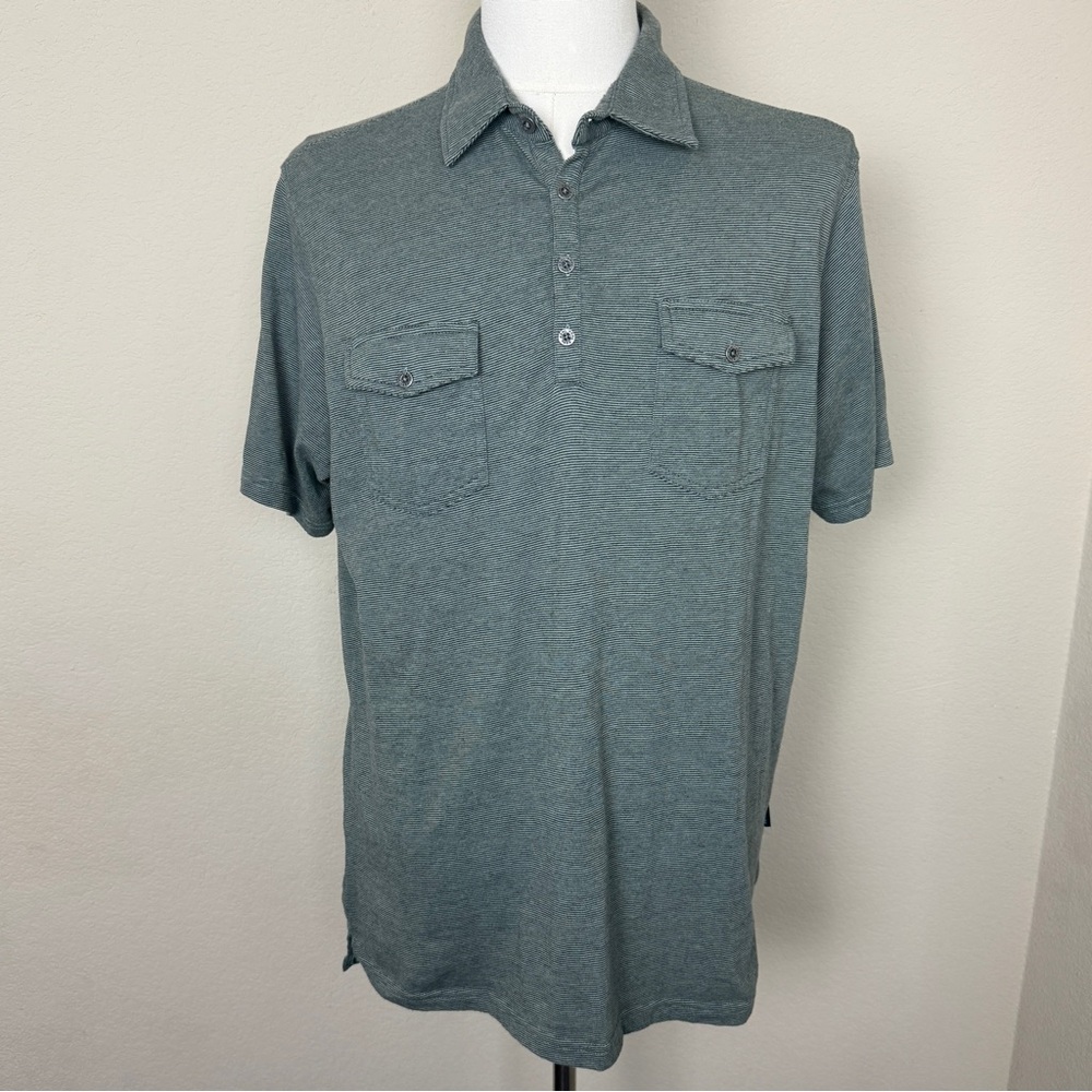 KUHL Icelandr Polo Men’s Large Grey Shirt Short Sleeve Dual Chest Pockets